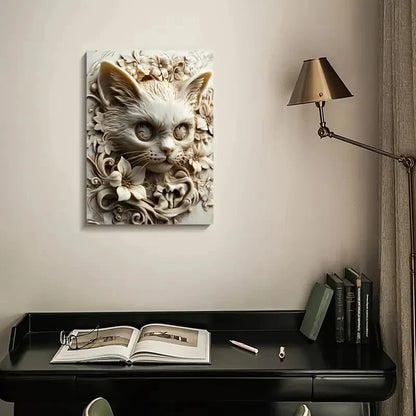 Skull Kitty Design by Hellocloudy Heart Blossoms 40x60cm Metal Print Ready to Hang