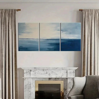 3pcs Abstract Ocean Horizon Serene Sky Wall Art Set Canvas Framed 40x60cm - High Quality Print 100% Australian Made Wall Canvas Ready to Hang