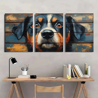 3pcs Moody Animal Rustic Vintage Dog Metal Print Ready to Hang Art