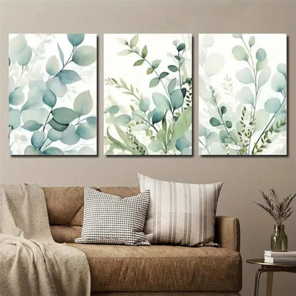 3pcs Sage Green Eucalyptus Leaf  Metal Print Ready to Hang Art
