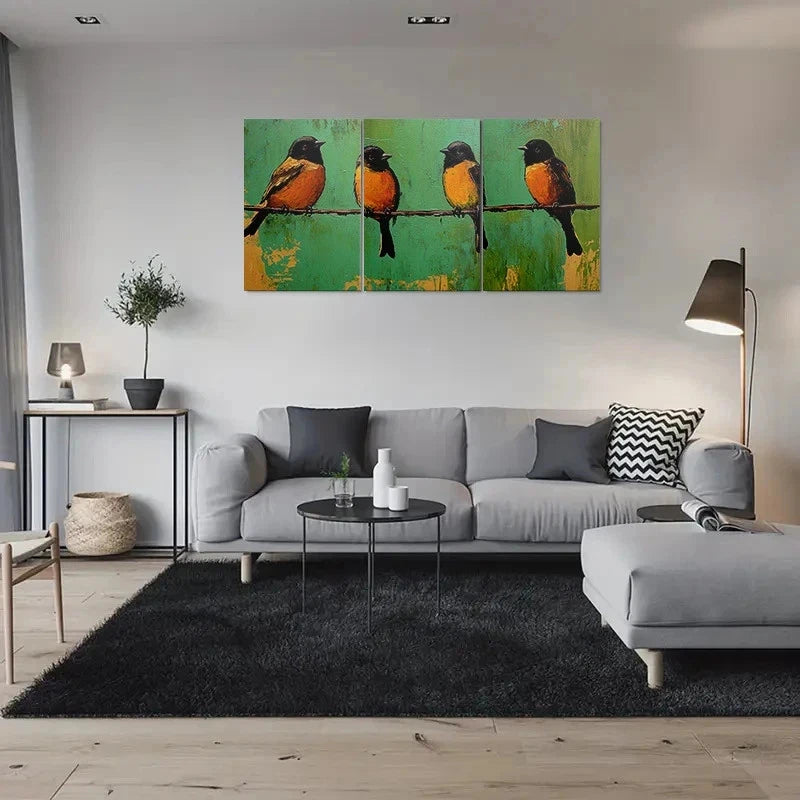 3pcs Modern Abstract Bird Design Metal Print Ready to Hang Art