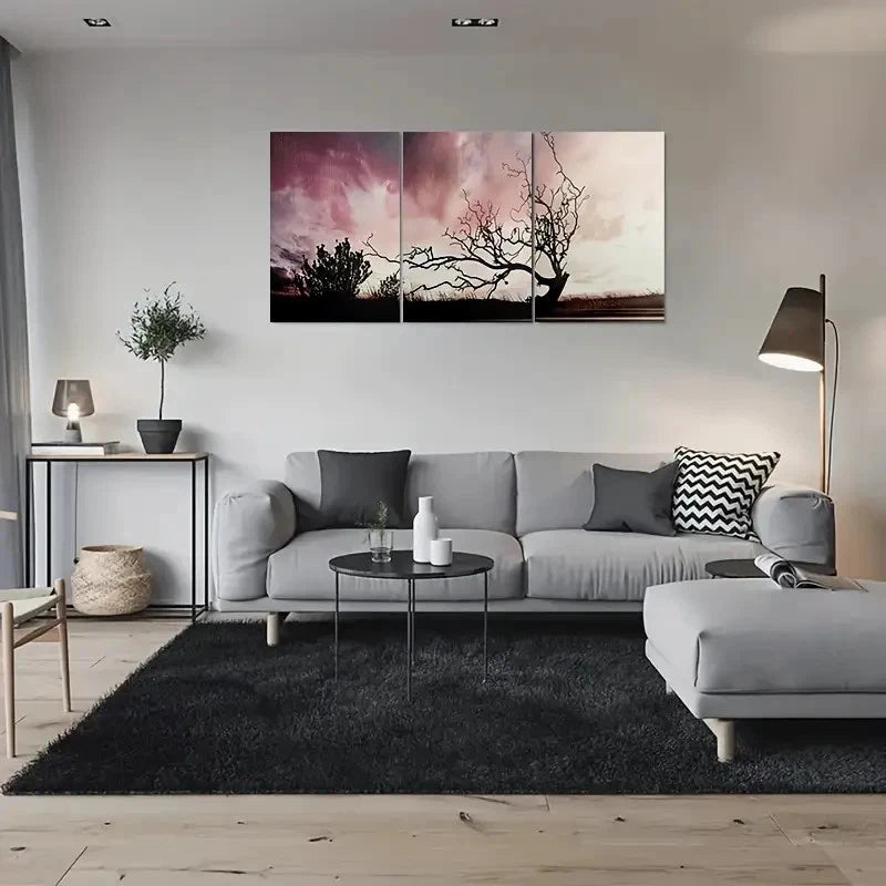 3pcs Modern Abstract Tree Silhouette Metal Print Ready to Hang Art