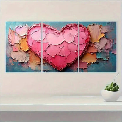 3pcs Artwork Neutral Pink Heart Girly Perfect Wall Art Set Canvas Framed 40x60cm - High Quality Print 100% Australian Made Wall Canvas Ready to Hang