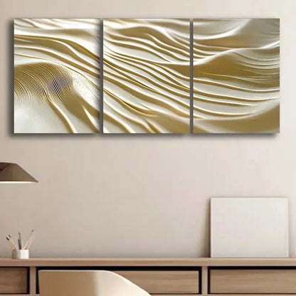 3pcs Golden Line Pattern Modern Abstract Metal Print Ready to Hang Art