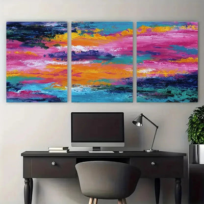 3pcs Seascape Abstract Sunset Coastal Perfect Wall Art Set Canvas Framed 40x60cm - High Quality Print 100% Australian Made Wall Canvas Ready to Hang