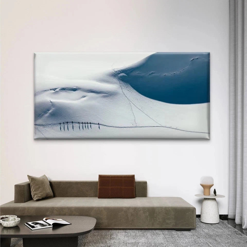 Shadows of People on Snow Wall Art Canvas Office Home Room Framed 120x60cm