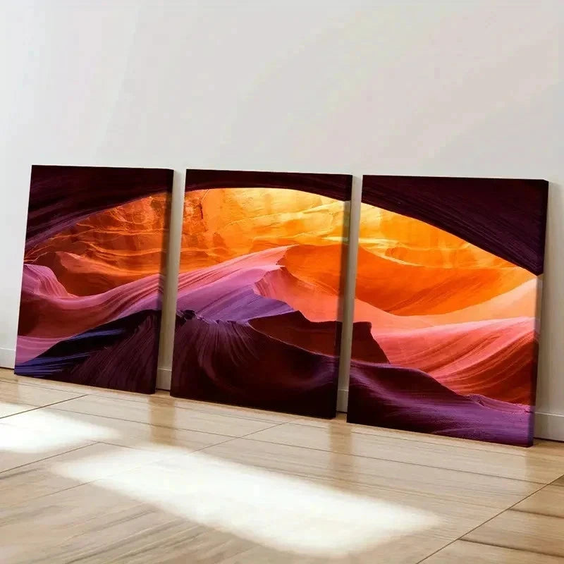 3pcs Spectacular Antelope Canyon Modern Wall Art Set Canvas Framed 40x60cm - High Quality Print 100% Australian Made Wall Canvas Ready to Hang