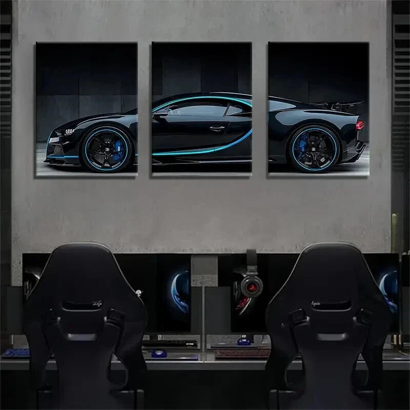 3pcs Supercar Modern Sports Automotive Perfect Wall Art Set Canvas Framed 40x60cm - High Quality Print 100% Australian Made Wall Canvas Ready to Hang