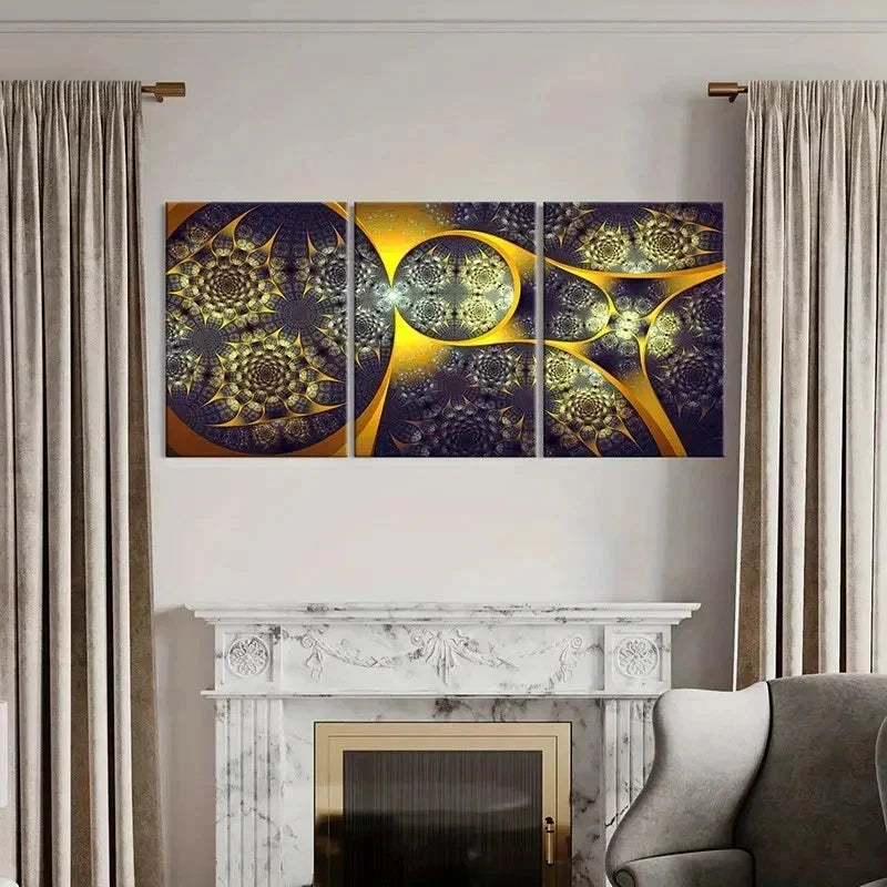 3pcs Shapes Composed Of Colorful Lines Wall Art Set Canvas Framed 40x60cm - High Quality Print 100% Australian Made Wall Canvas Ready to Hang