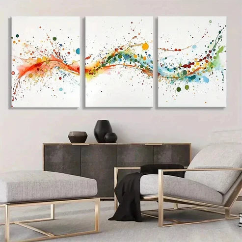 3pcs Colorful Abstract Fluid Vibrant Splash Wall Art Set Canvas Unframed - High Quality Print 100% Australian Made Wall Canvas