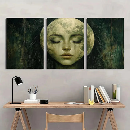 3pcs Moon & Starry Night Design Halloween Metal Print Ready to Hang Art