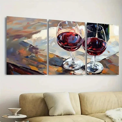 3pcs Cheers Red Wine Wall Art Set Canvas Unframed - High Quality Print 100% Australian Made Wall Canvas