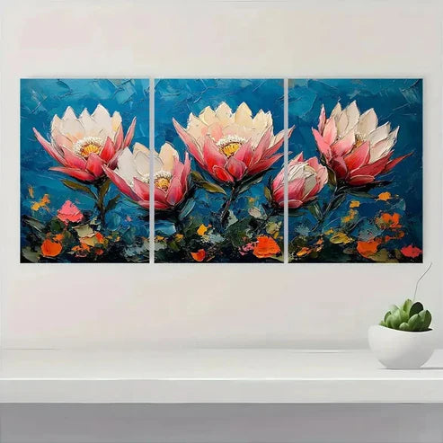 3pcs African Flowers Wall Art Canvas Unframed - High Quality Print 100% Australian Made Wall Canvas