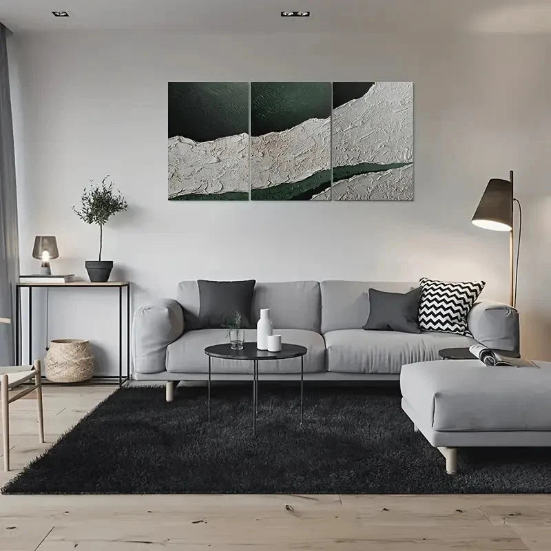 3pcs Modern Abstract Textured Painting Wall Art Set Canvas Framed 40x60cm - High Quality Print 100% Australian Made Wall Canvas Ready to Hang