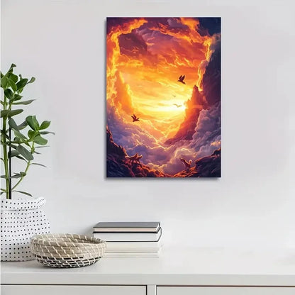Vibrant Golden Hour Sky Mountain Landscape  40x60cm Metal Print Ready to Hang