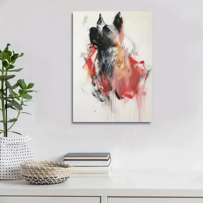 Beautiful Contemporary Abstract Dog Painting 40x60cm Metal Print Ready to Hang