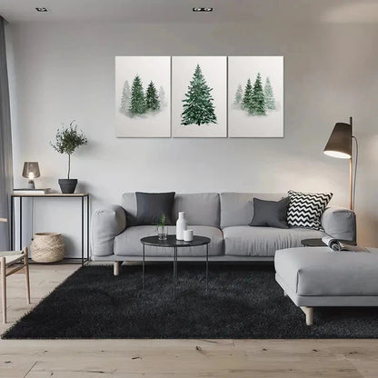 3pcs Watercolor Winter Pine Trees Metal Print Ready to Hang Art