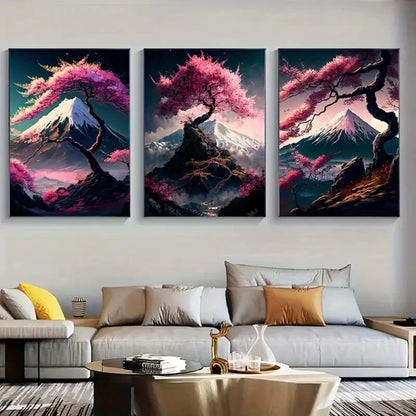3pcs Abstract Cherry Tree Nature Perfect Wall Art Set Canvas Framed 40x60cm - High Quality Print 100% Australian Made Wall Canvas Ready to Hang