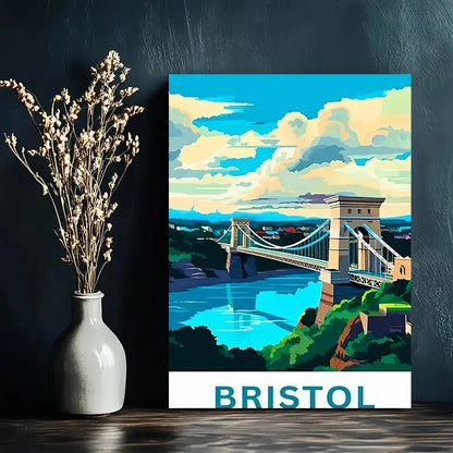 Bristol England Clifton Suspension Bridge Travel Poster Print Wall Art