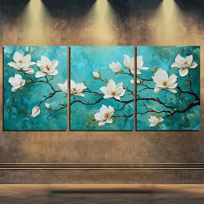 3pcs Floral Flowers Beauty Blue Nature Perfect Wall Art Set Canvas Framed 40x60cm - High Quality Print 100% Australian Made Wall Canvas Ready to Hang
