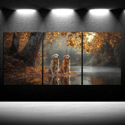 3pcs Dogs by The Forest Lake Metal Print Ready to Hang Art