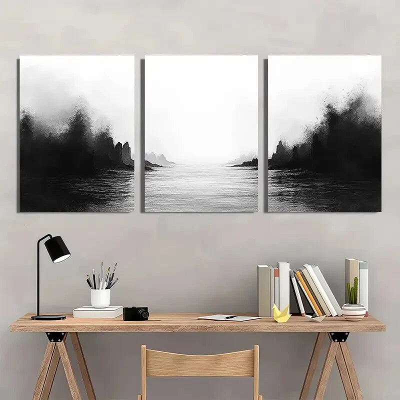 3pcs Mystic Coast Abstract Serene Beach Landscape Metal Print Ready to Hang Art