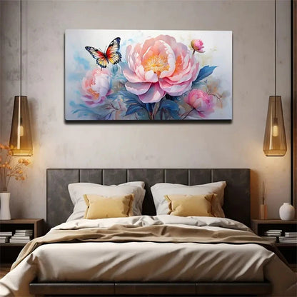 Elegant Peony Flowers Wall Art Canvas Office Home Room Framed 120x60cm