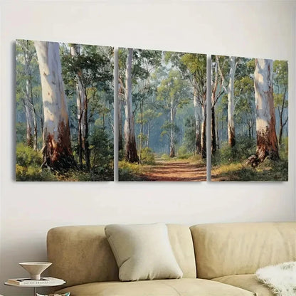 3pcs Serene Eucalyptus Gum Tree Painting Wall Art Set Canvas Framed 60x90cm - High Quality Print 100% Australian Made Wall Canvas Ready to Hang