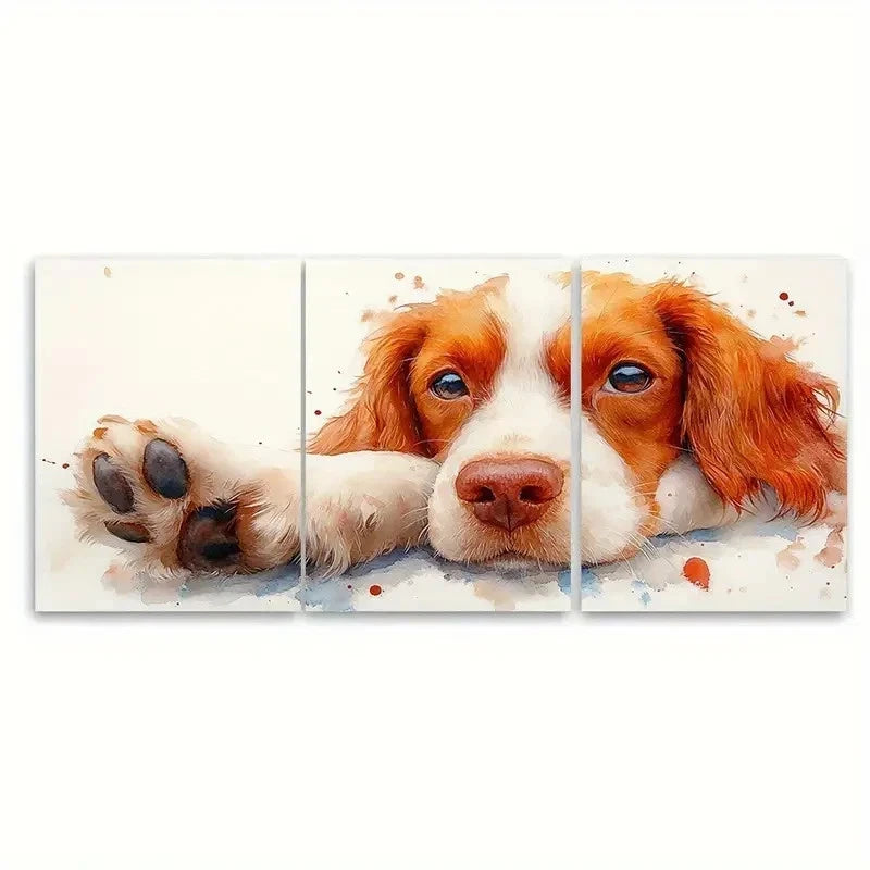 3pcs Adorable Spaniel Charming Dog FI Wall Art Set Canvas Framed 50x70cm - High Quality Print 100% Australian Made Wall Canvas Ready to Hang