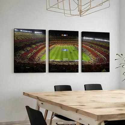 3pcs Football Match Football Stadium Wall Art Canvas Unframed - High Quality Print 100% Australian Made Wall Canvas