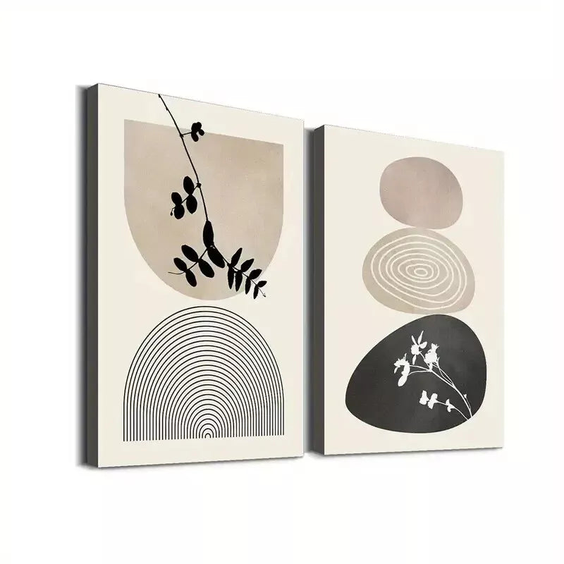 2pcs Set Abstract Shapes Framed 50x75cm - High Quality Print 100% Australian Made Wall Canvas Ready to Hang