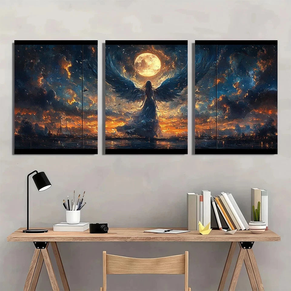 3pcs Mythological Angel And Goddess Metal Print Ready to Hang Art