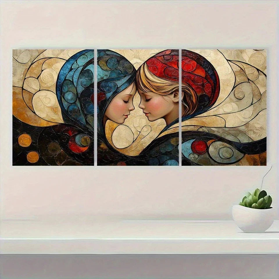 3pcs Abstract Floral Design Youngsters Metal Print Ready to Hang Art