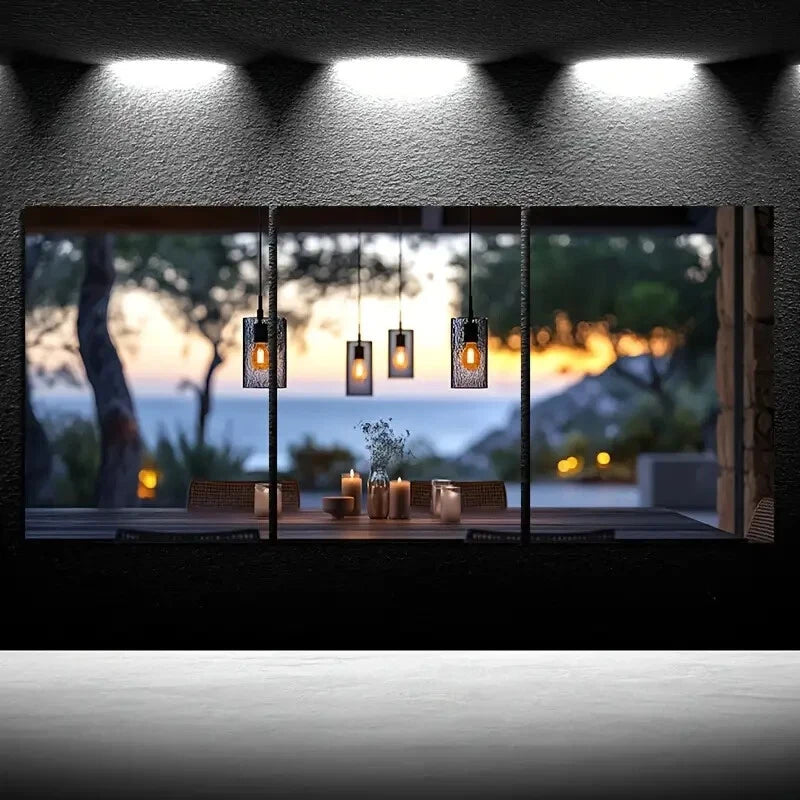 3pcs Chandelier Nature Scenery Lanterns Metal Print Ready to Hang Art