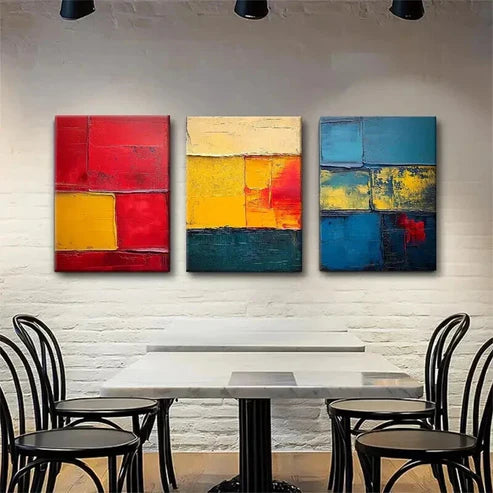 3pcs Thick Brushstrokes and Textured Perfect Wall  Art Set Canvas Unframed - High Quality Print 100% Australian Made Wall Canvas