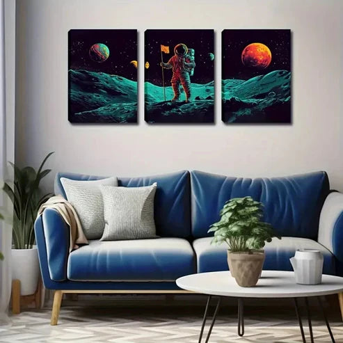 3pcs Black Starry Outer Space World Wall Art Canvas Unframed - High Quality Print 100% Australian Made Wall Canvas