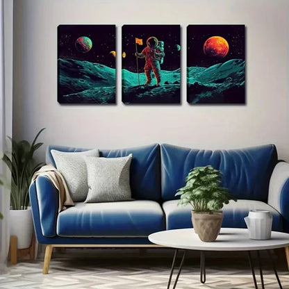 3pcs Black Starry Outer Space World Wall Art Canvas Unframed - High Quality Print 100% Australian Made Wall Canvas