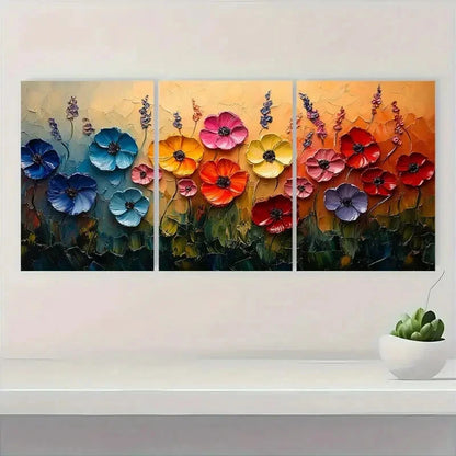 3pcs Colorful Floral Abstract Botanical Metal Print Ready to Hang Art