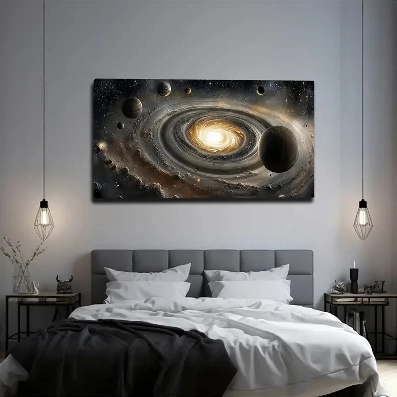 Minimalist Celestial Starry Sky Wall Art Canvas Office Home Room Framed 120x60cm