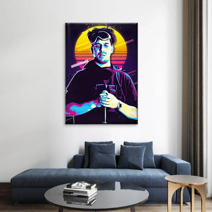 Synthwave Portrait in Neon 60x90cm Metal Print Ready to Hang