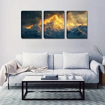 3pcs Clouds Pierced By Golden Light Wall Art Set Canvas Unframed - High Quality Print 100% Australian Made Wall Canvas