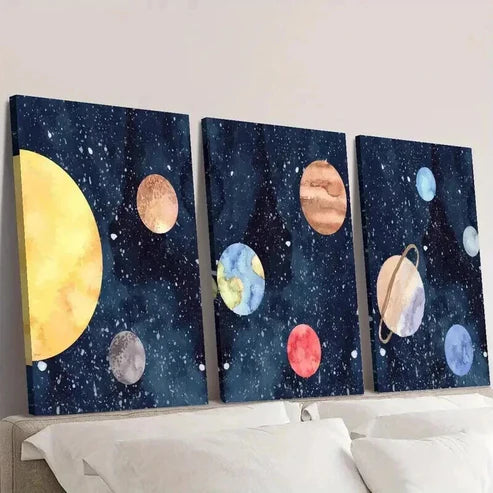 3pcs Solar System Planetary Decorative Art Set Canvas Unframed - High Quality Print 100% Australian Made Wall Canvas
