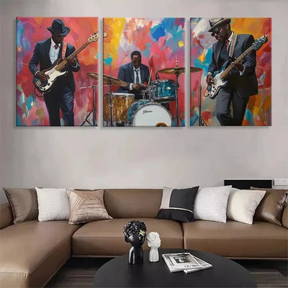 3pcs Abstract Triptych with Guitar Perfect Wall Art Set Canvas Unframed - High Quality Print 100% Australian Made Wall Canvas