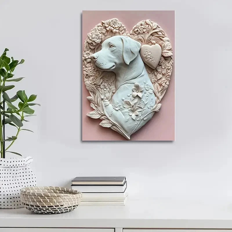 Featuring a White Labrador Theme Painting 40x60cm Metal Print Ready to Hang