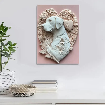 Featuring a White Labrador Theme Painting 40x60cm Metal Print Ready to Hang