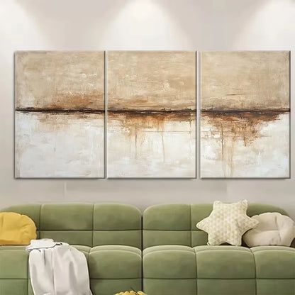 3pcs Brown Abstract Painting Metal Print Ready to Hang Art