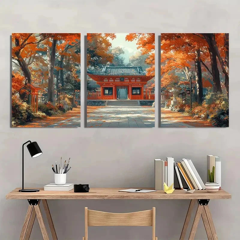 3pcs Kiawes Hausa Ukiyo-E Japanese Perfect Wall Art Set Canvas Framed 40x60cm - High Quality Print 100% Australian Made Wall Canvas Ready to Hang