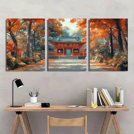 3pcs Kiawes Hausa Ukiyo-E Japanese Perfect Wall Art Set Canvas Framed 40x60cm - High Quality Print 100% Australian Made Wall Canvas Ready to Hang