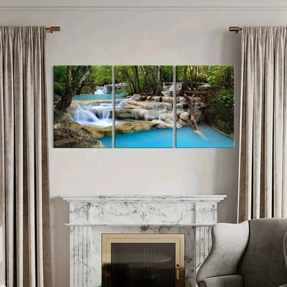 3pcs Mountain Forest Small Stream Water Wall Art Set Canvas Framed 40x60cm - High Quality Print 100% Australian Made Wall Canvas Ready to Hang