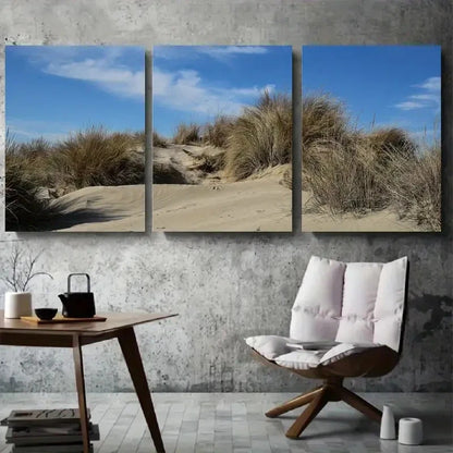3pcs Coastal Sand Dunes Minimalist Desert Metal Print Ready to Hang Art